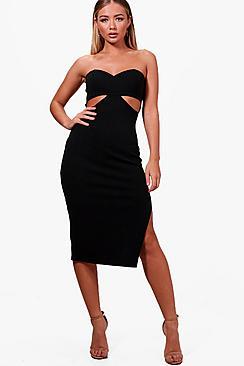 Boohoo Jian Bandeau Cut Out Detail Midi Dress