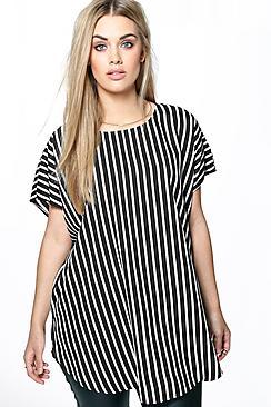 Boohoo Plus Holly Striped Oversize Tunic