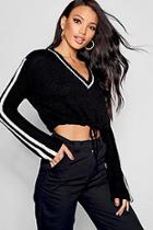 Boohoo V Neck Crop Jumper With Ruched Waist