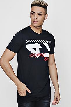 Boohoo Checkerboard Moto Print T-shirt
