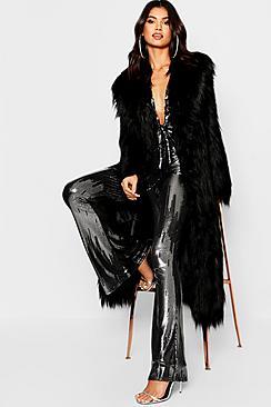 Boohoo Maxi Mongolian Faux Fur Coat