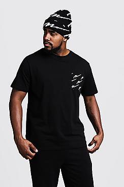 Boohoo Big And Tall Crew Neck T-shirt With Man Print