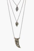 Boohoo Eve Leaf And Horn Pendant Layered Necklace