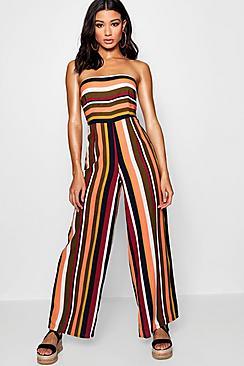 Boohoo Stripe Bandeau Jumpsuit
