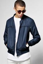 Boohoo Polyester Bomber Jacket With Chest Zips Navy