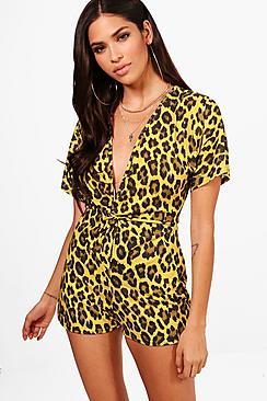 Boohoo Heidi Plunge Twist Front Playsuit