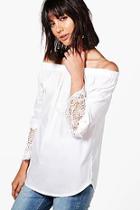 Boohoo Aimee Crochet Trim Off The Shoulder Top