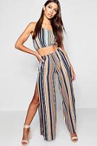 Boohoo Stripe Woven Wrap Trouser & Crop Co-ord