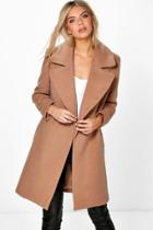 Boohoo Poppy Oversized Collar Wool Look Coat Camel