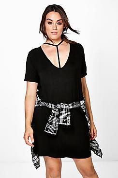 Boohoo Plus Oana Strappy Neck Shift Dress