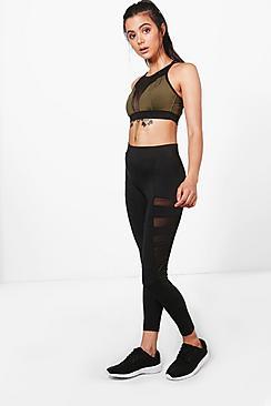 Boohoo Zoe Fit Mesh Panel Running Leggings