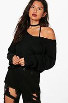 Boohoo Lucy Cable Sleeve V Neck Jumper