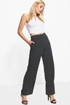 Boohoo Maeve Printed Wide Leg Trousers Navy