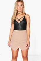 Boohoo Plus Megan Asymmetric Wrap Skort Sand