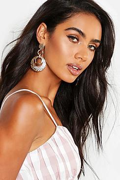 Boohoo Textured Triple Circle Drop Earring