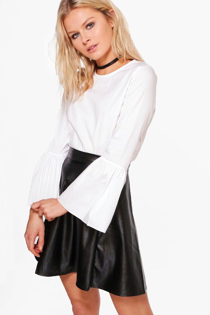 Boohoo Louise Wide Sleeve Woven Shirt Top White