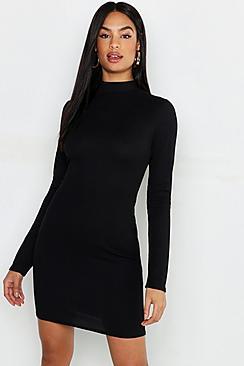 Boohoo Tall Long Sleeve High Rib Bodycon Dress