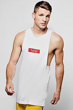 Boohoo Man Print Racer Tank