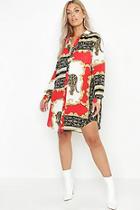 Boohoo Plus Chain Printed Shirt Dress