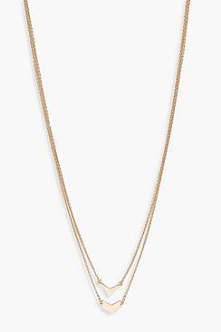 Boohoo Double Arrow Simple Layered Necklace