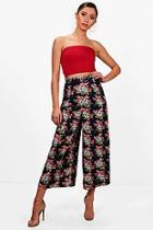 Boohoo Woven Floral Cropped Wide Leg Trouser