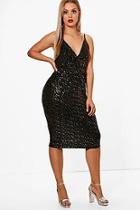 Boohoo Plus Katie Sequin Knot Detail Wrap Dress