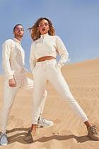Boohoo Her Half Zip Funnel Neck Crop Embroidered Tracksuit