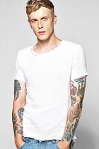 Boohoo Raw Edge Marble Wash Textured Scoop Hem T Shirt