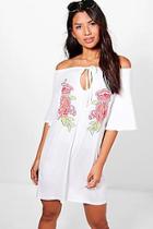 Boohoo Rosie Floral Off The Shoulder Shift Dress