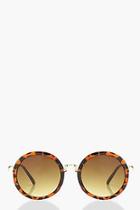 Boohoo Kate Contrast Tortoiseshell Round Sunglasses