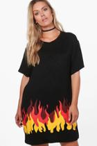Boohoo Plus Kim Flame T-shirt Dress Black