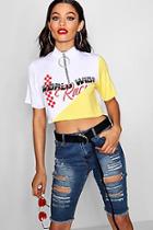 Boohoo Olivia O-ring Slogan Crop Top