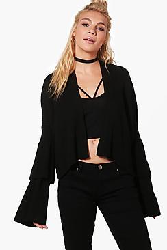 Boohoo Lottie Oversized Ruffle Sleeve Cropped Cardigan