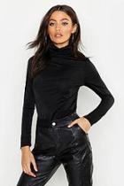 Boohoo Neon Slinky Roll Neck Top