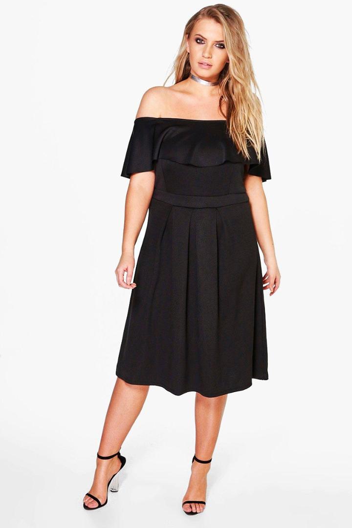 Boohoo Plus Polly Double Layer Midi Dress Black