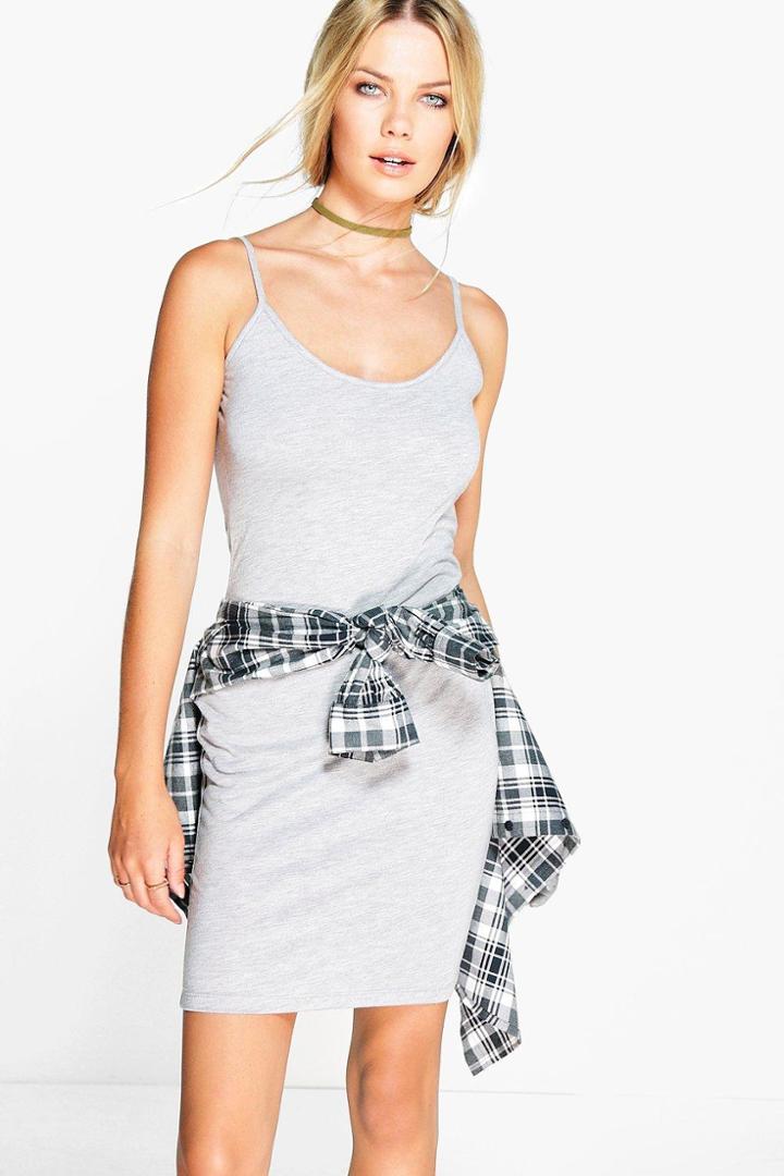 Boohoo Charlotte Cami Mini Bodycon Dress Grey