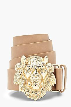 Boohoo Lion Head Buckle Belt