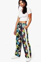 Boohoo Emily Floral Contrast Panel Wide Leg Trousers
