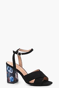 Boohoo Paige Oriental Print Block Heel