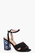 Boohoo Paige Oriental Print Block Heel