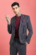 Boohoo Wide Set Stripe Skinny Fit Suit Jacket