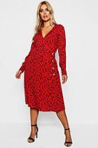 Boohoo Plus Dalmation Horn Button Midi Dress