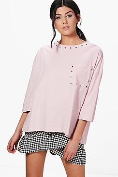 Boohoo Kylie Studded Oversized T-shirt