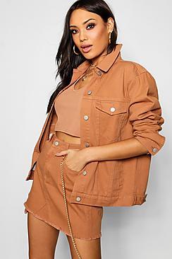 Boohoo Tan Oversized Denim Jacket