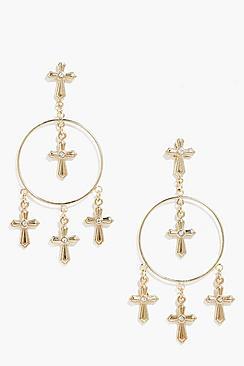 Boohoo Isla Cross Hoop Earrings