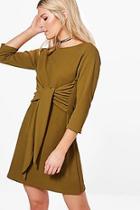 Boohoo Sahara Tie Front Shift Dress