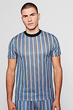 Boohoo Short Sleeve Stripe Mesh Tee Co-ord