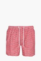 Boohoo Multi Geo Print Mid Length Swim Shorts Red