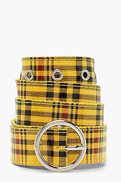 Boohoo Circle Buckle Check Belt