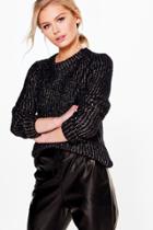 Boohoo Rachel Metallic Soft Knit Jumper Blue